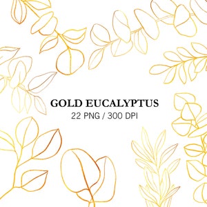 Gouden Eucalyptus Clipart, Doodle Clipart, PNG, Glitter Eucalyptus blad, Gouden Bladeren, Bruiloft clipart, Kerstmis Decor, Kerstmis Clipart, DIY