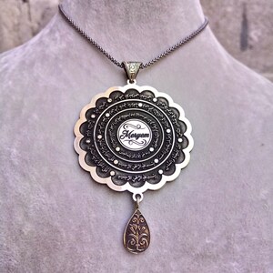 925 Sterling Silver Islamic Verse Medallion Necklace - Evil Eye Amulet