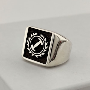 Sterling Silver Stonecutter Ring: Simpsons Cosplay Seal Ring