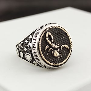 Scorpio Signet Ring: 925 Sterling Silver Zodiac Astrology Jewelry