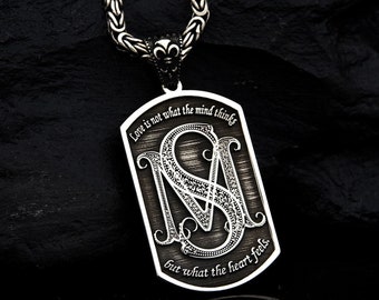 Men initial necklace,Initial pendant,Letter necklace,Personalized Jewelry,Dainty necklace,Rectangle Initial pendant,Custom Engraved Necklace