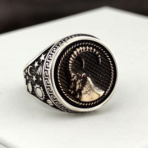 Handmade Capricorn Sterling Silver Ring: Zodiac Astrology Jewelry