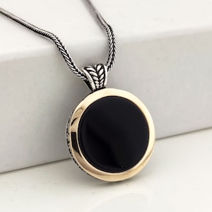 Handmade Sterling Silver Black Onyx Pendant Necklace (55cm)