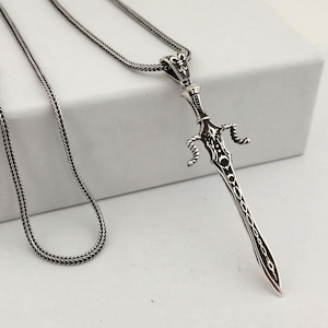 Sterling Silver Sword Necklace, Silver Medieval Sword Necklace , Charm Elven Warrior Pendant, Sword jewelry, Warriors Shield Mens Pendant