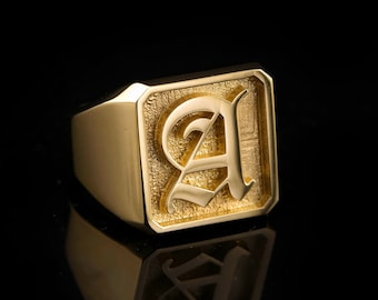 Solid Gold Ring, Solid Gold Initial Ring, 14K Solid Gold Solid Gold Ring, Solid Gold Initial Ring, 14K Solid Gold
