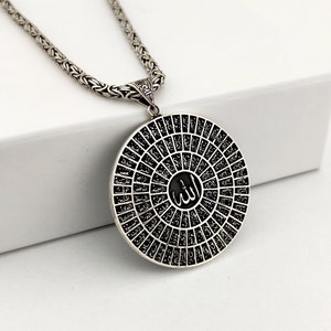 925 Sterling Silver Asma Ul Husna Necklace: 99 Names of Allah Pendant