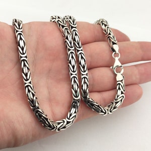 Handmade Sterling Silver Byzantine Chain Necklace - Bali Design