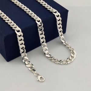Handmade Sterling Silver Curb Chain Necklace: Solid Cuban Link