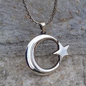Collier étoile de lune en argent sterling 925, collier en argent sterling 925, collier en argent, collier en argent pour hommes, collier étoile de lune en argent sterling