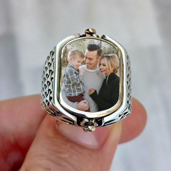 Sterling Silver Memorial Photo Ring: Keepsake Tribute Jewelry - Etsy
