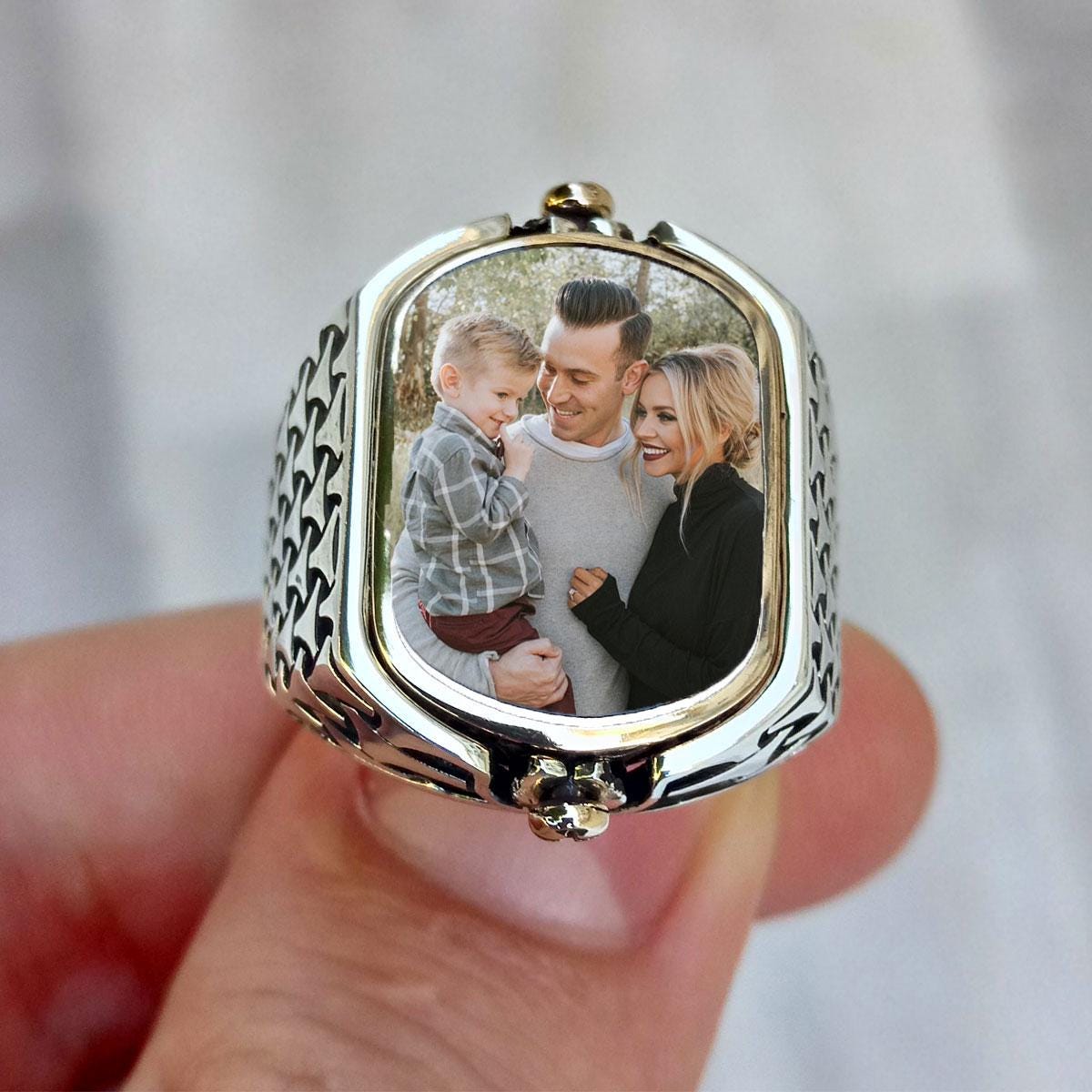 Sterling Silver Memorial Photo Ring: Keepsake Tribute Jewelry - Etsy