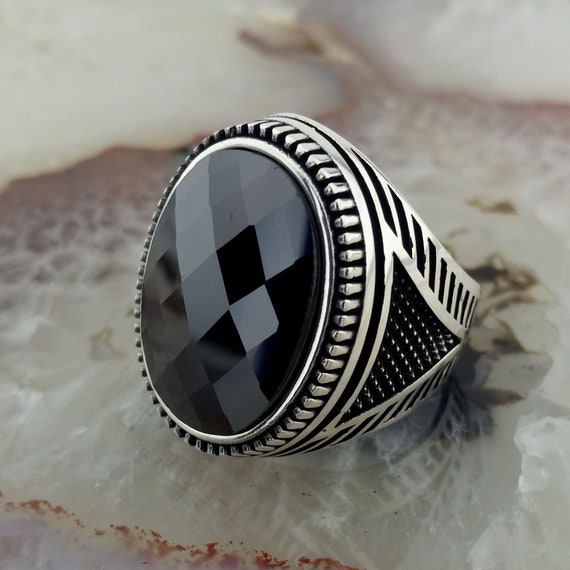 925 Sterling Silver Black Zircon Stone Men Ring silver Black Zircon Stone Ring Silver Black Zircon Stone Men Ring handmade Men Ring Etsy Canada