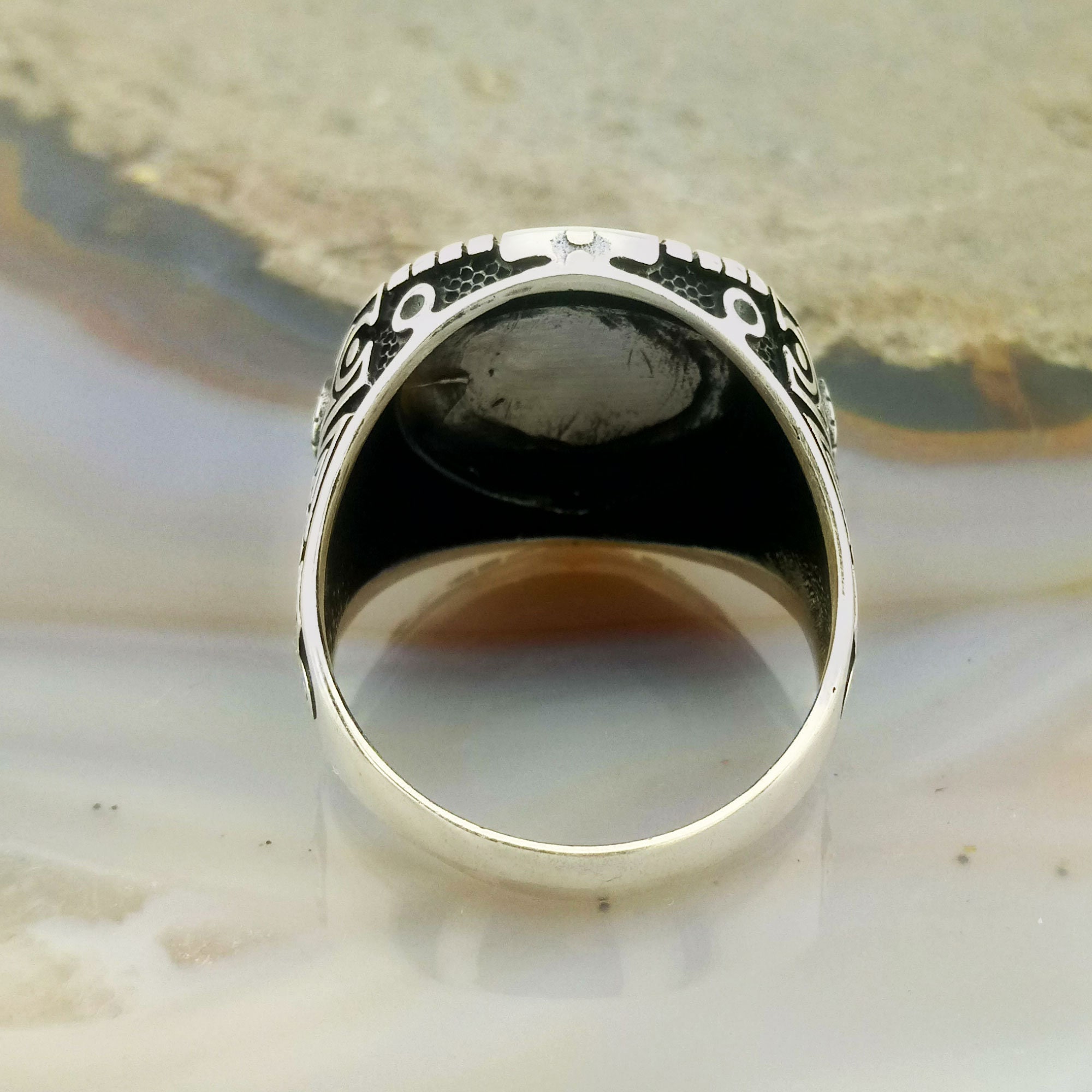 Anillo Hombre Anillo De Plata Con águila Y Calavera Bling Jewelry  Estilo Punk Rock, Unisex Negro Oxidado Anillo Hombre Plata