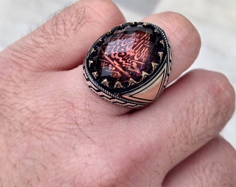 Bague pour homme en argent sterling avec pierre d'Alexandrite