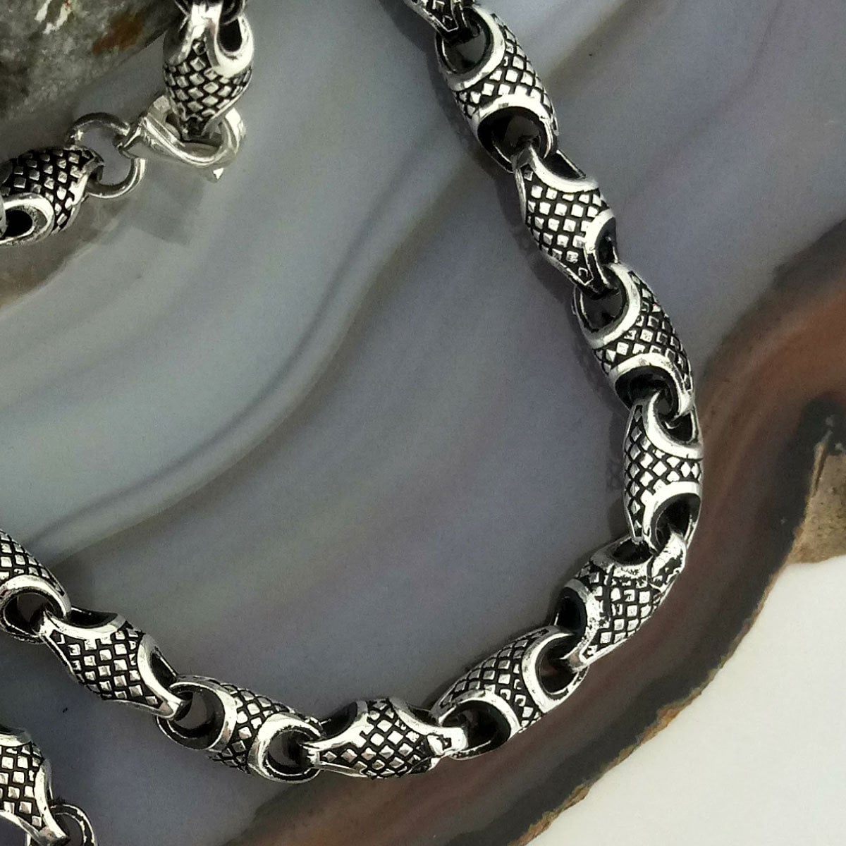 Handmade Sterling Silver Chain Necklace: Square Pattern, 5.4mm