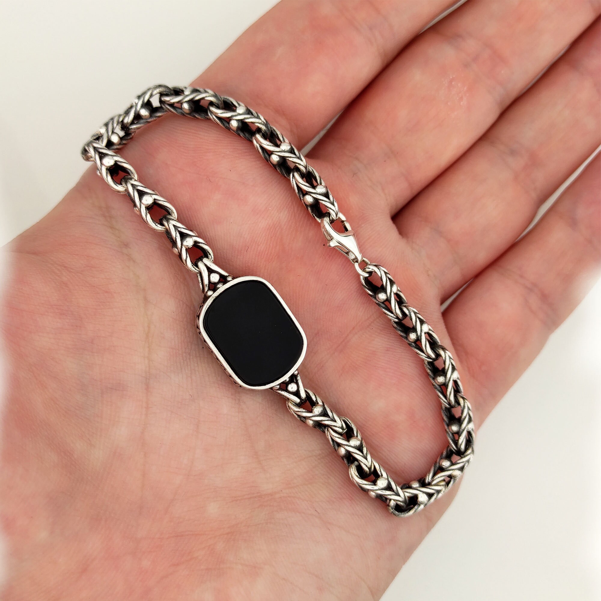 Sterling Silver Onyx Stone Men's Bracelet,black Bracelet for Men, Silver Men's Bracelet, Mens Accessories, Silver Black Jewelry for Men, - Etsy Sterling Silver Onyx Stone Men's Bracelet,black Bracelet for Men, Silver Men's Bracelet, Mens Accessories, Silver Black Jewelry for Men, - Etsy