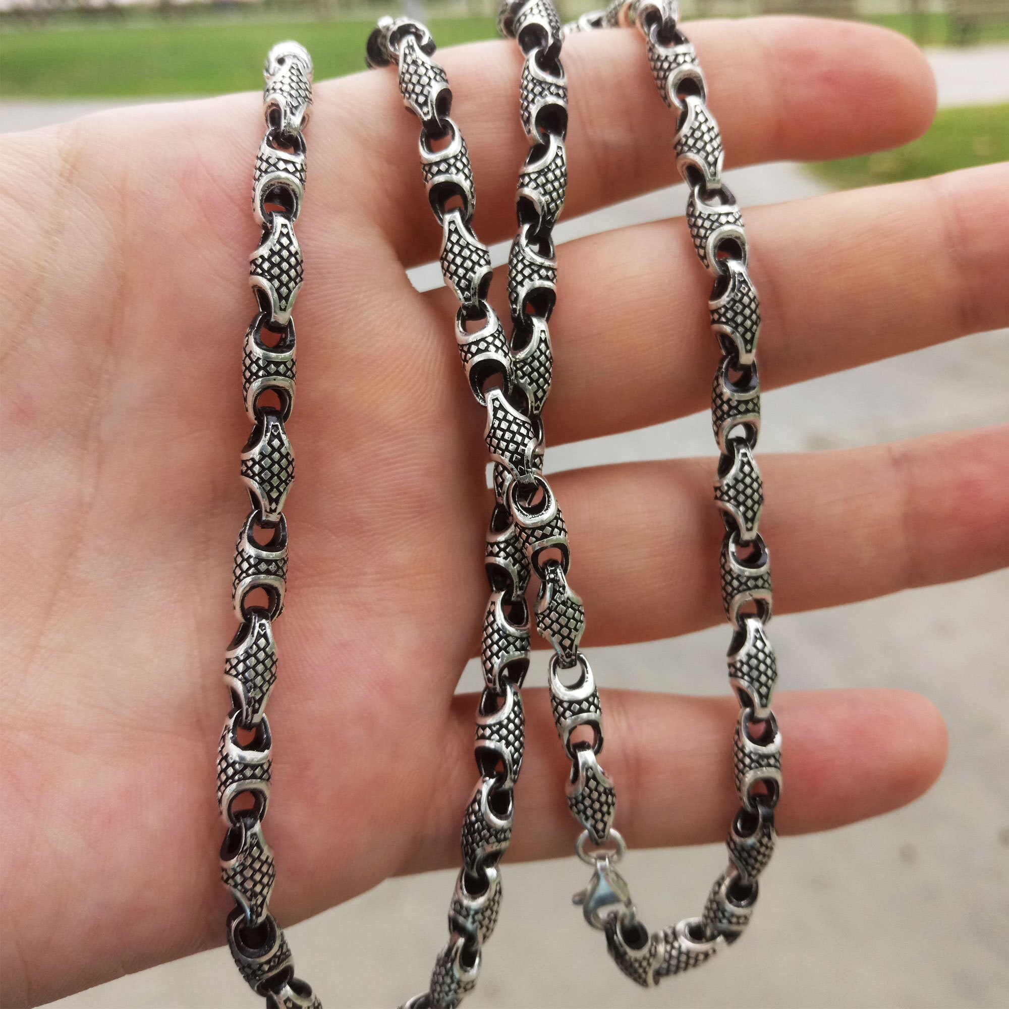 Handmade Sterling Silver Chain Necklace: Square Pattern, 5.4mm
