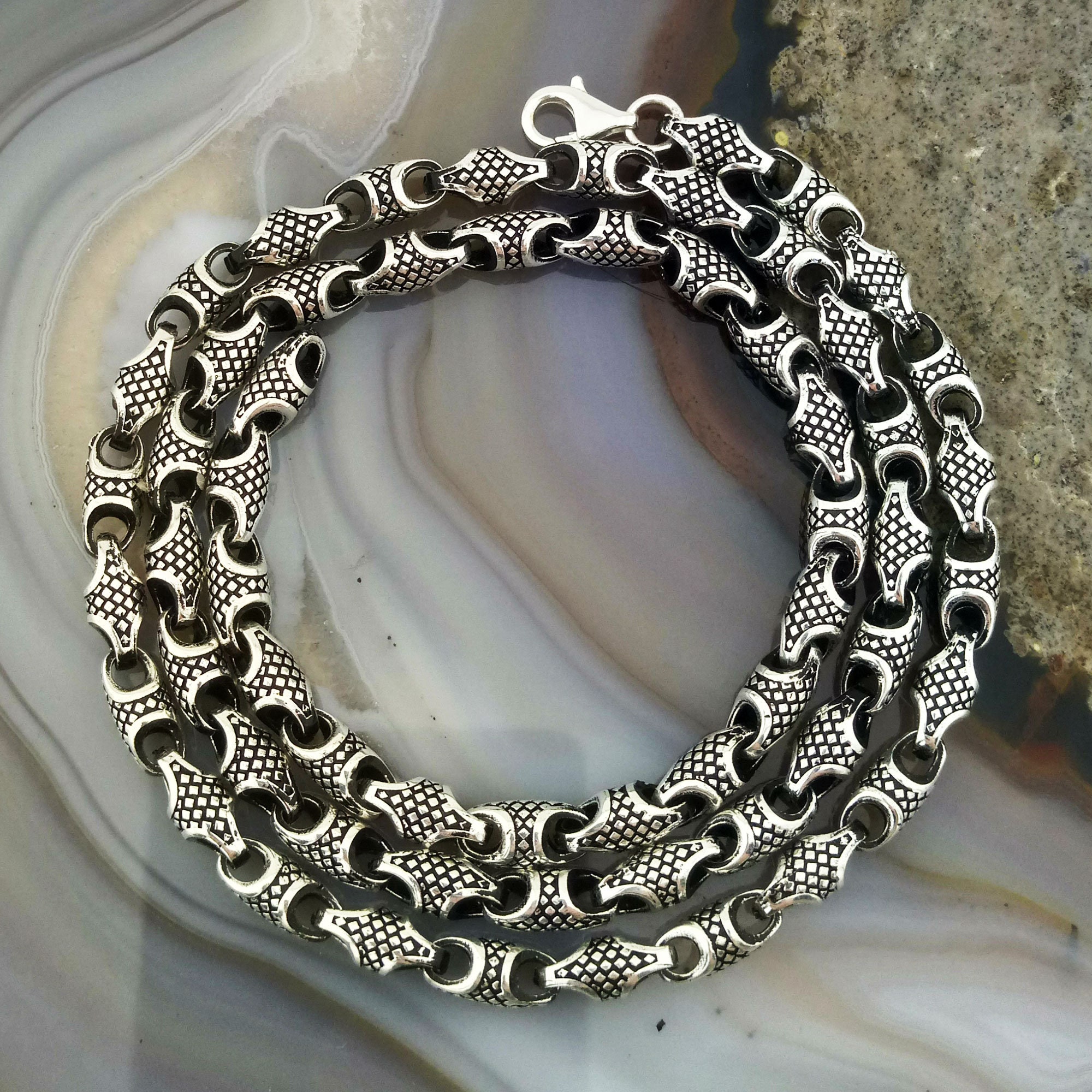 Handmade Sterling Silver Chain Necklace: Square Pattern, 5.4mm