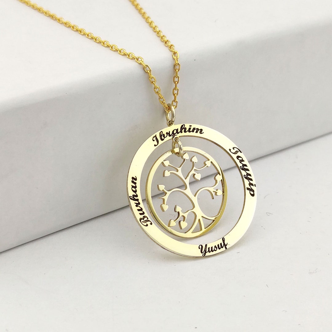 Personalized Family Tree Necklace,round Family Necklace,family Jewelry ...