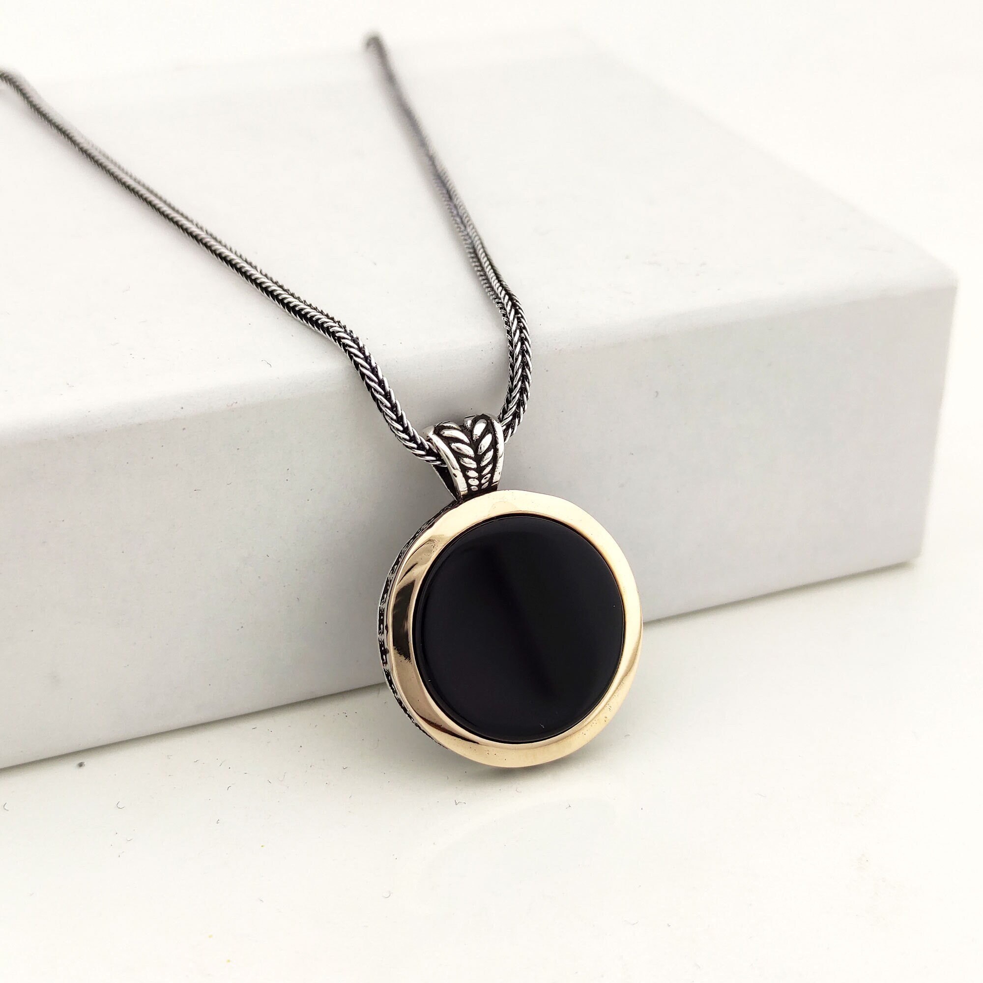 ★ROSEMONT★ Silver Black Onyx Necklace La Vie En Rose RC24B Hexagon-Cut Black Onyx Necklace Sterling Silver 18” | Kay