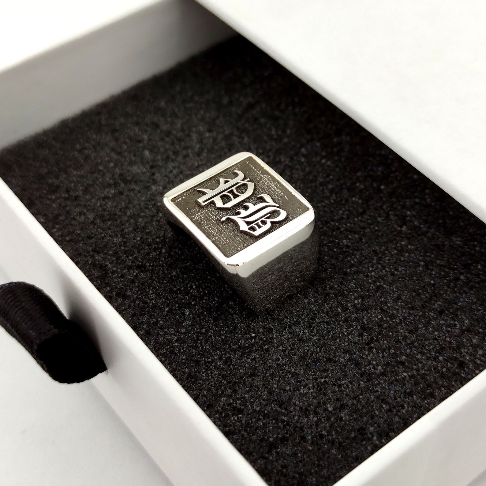 Square Signet Ring Mens Initial Ring Women Initial Ring - Etsy
