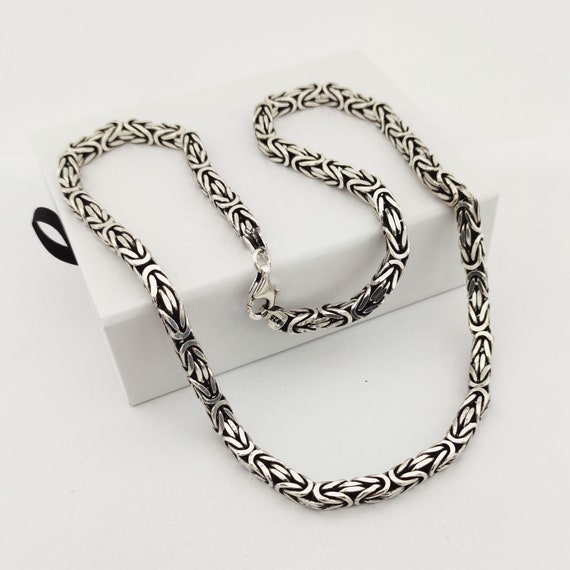 ハンドメイドスターリングシルバービザンチンチェーンネックレス