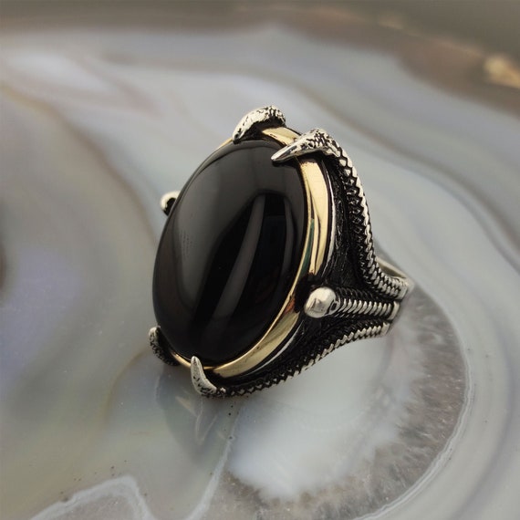 Anello AMEN Argento 925 Brunito E Onice Cabochon | Vendita Online Su - Foto 3