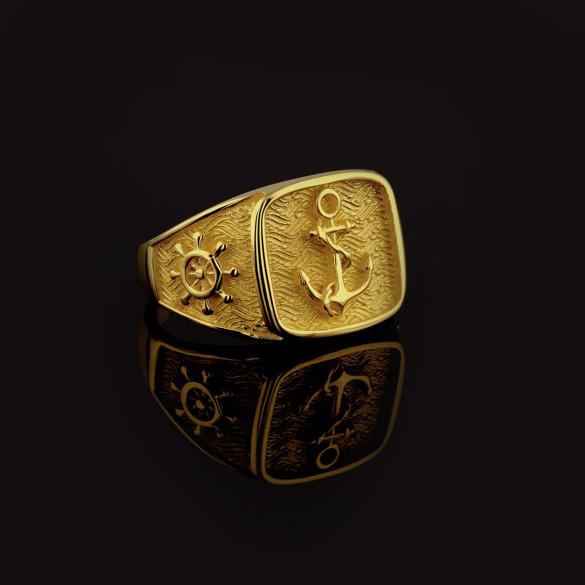 Handmade 14K Gold Anchor Signet Ring: Nautical Jewelry - Etsy