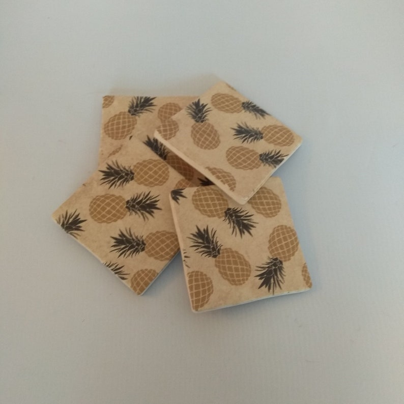 set of four hand decoupaged ceramic coasters