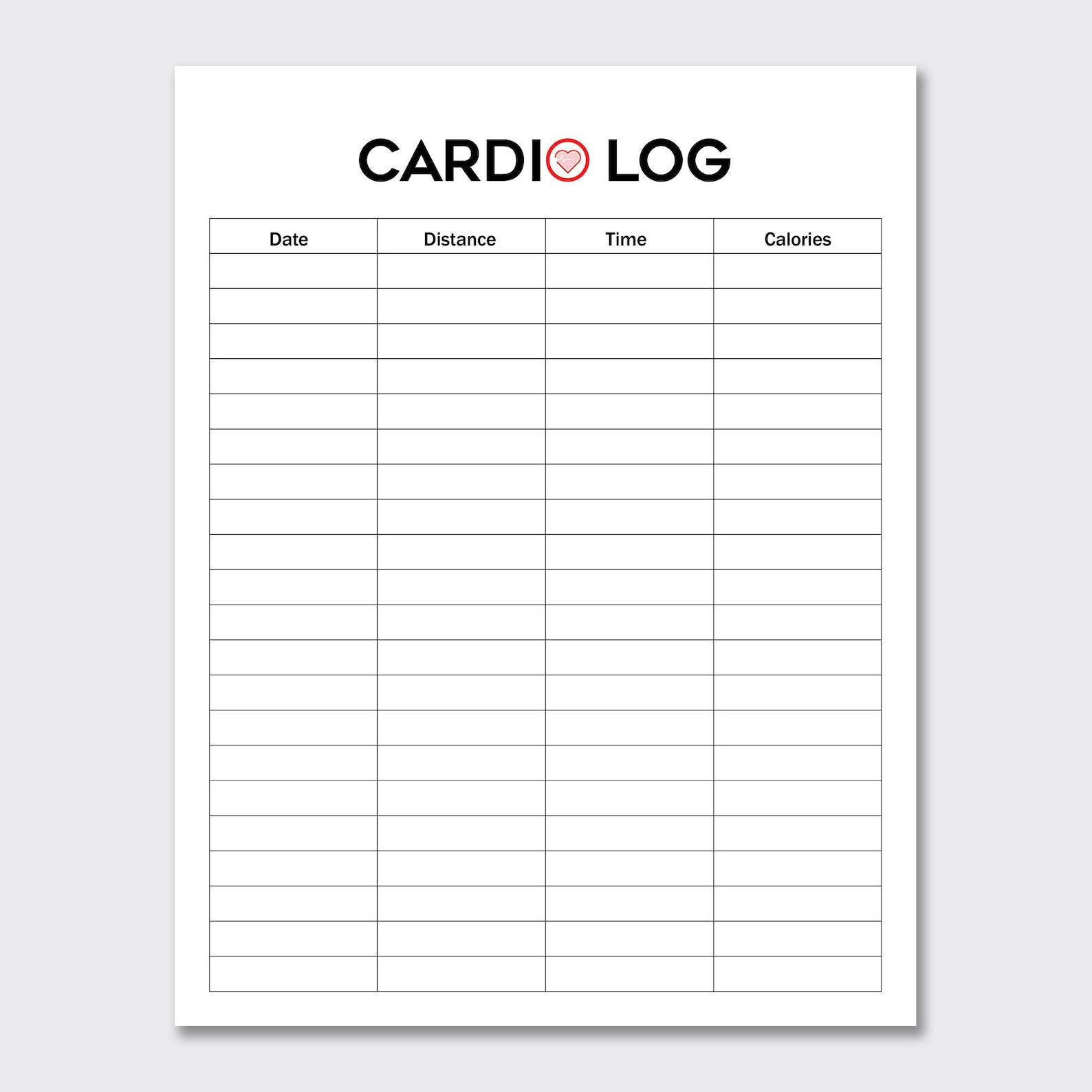 Cardio Log Printable Daily Fitness Tracker Instant Download | Etsy