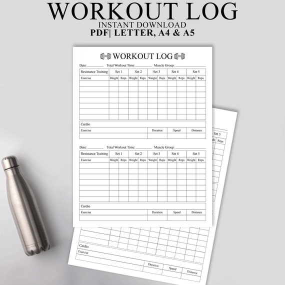 Workout Planner Printable Weight Training Log Exercise | Etsy