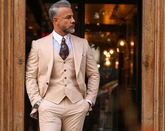 beige wedding suit