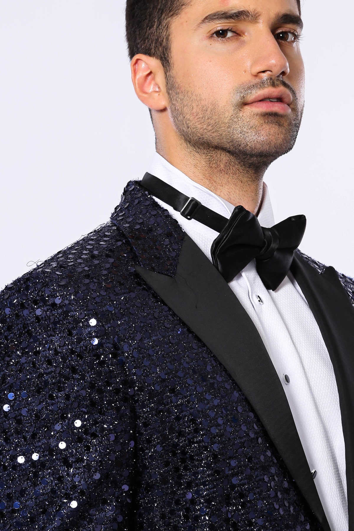 YIYI Men's Sequin Flip Sparkly Bomber Jacket - Glitter Party Blazer For Holidays, Christmas, NYE, Special Events
