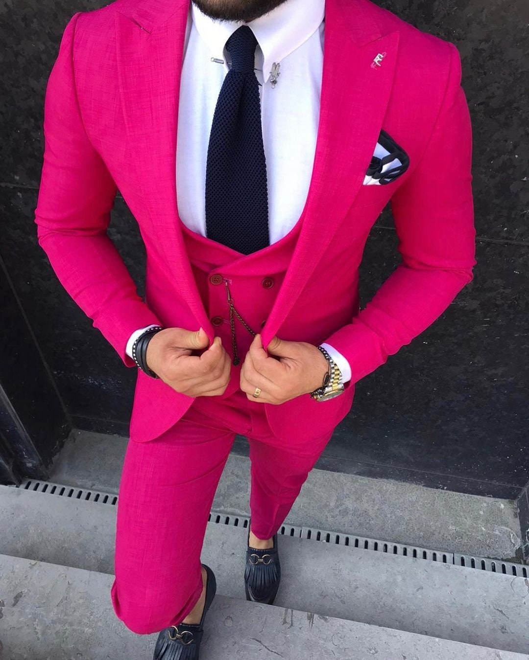 PINK MENS SUIT, Three Piece Suit, Achieve a Polished and Modern Look