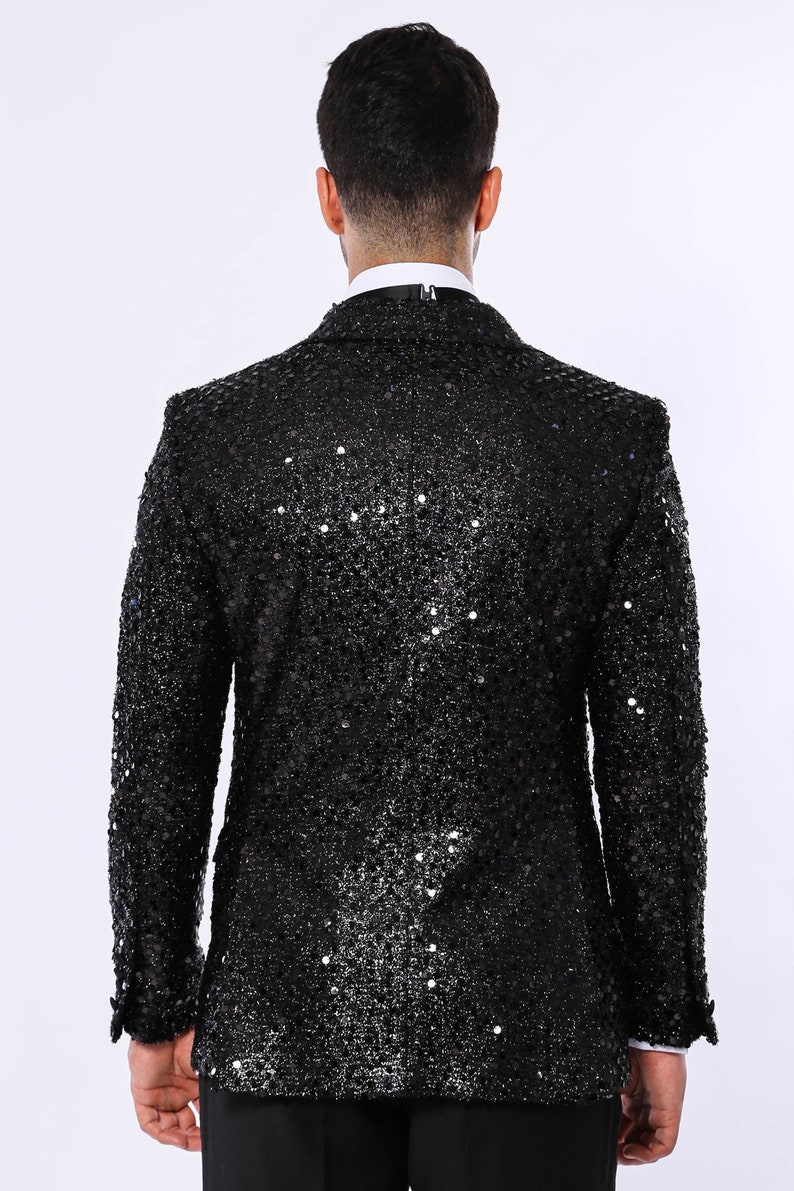 SEQUIN MEN SUIT Black Sequin Tuxedolook Effortlessly Chic in Etsy