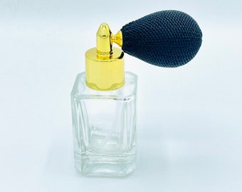 Black Gold Straight Rectangle Shape Perfume Bottle Spray Atomizer Glass Bottles Lady Gift 50ml