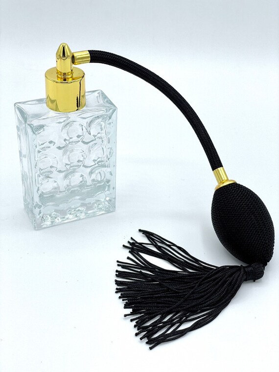 Golden Black Rectangular Prism Perfume Bottle Spray Atomizer Glass