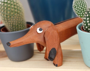 Dachshund Wooden Sculpture / Wiener Dog Figurine