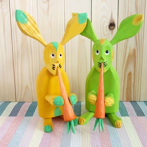 Bunny wooden figurine / Easter home decor / Rabbit wooden sculpture