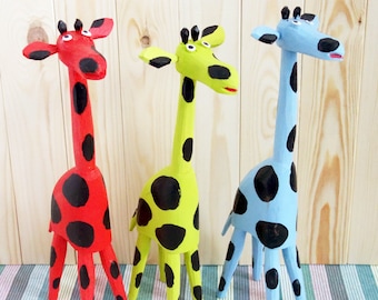 Wooden Giraffe Scuplture / Wood Giraaffe home decor / Hand carved wooden Giraffe