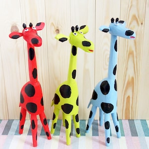 Wooden Giraffe Scuplture / Wood Giraaffe home decor / Hand carved wooden Giraffe