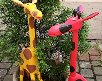 Wooden Giraffe Scuplture / Wood Giraaffe home decor / Hand carved wooden Giraffe