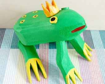 Frog Wooden Sculpture / Frog Figurine