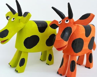 Cow figurine / Cow sculpture hand-carved / Cow Wooden Sculpture