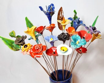 Rosa de cerámica hecha a mano / Flores de cerámica hechas a mano / Flores de cerámica