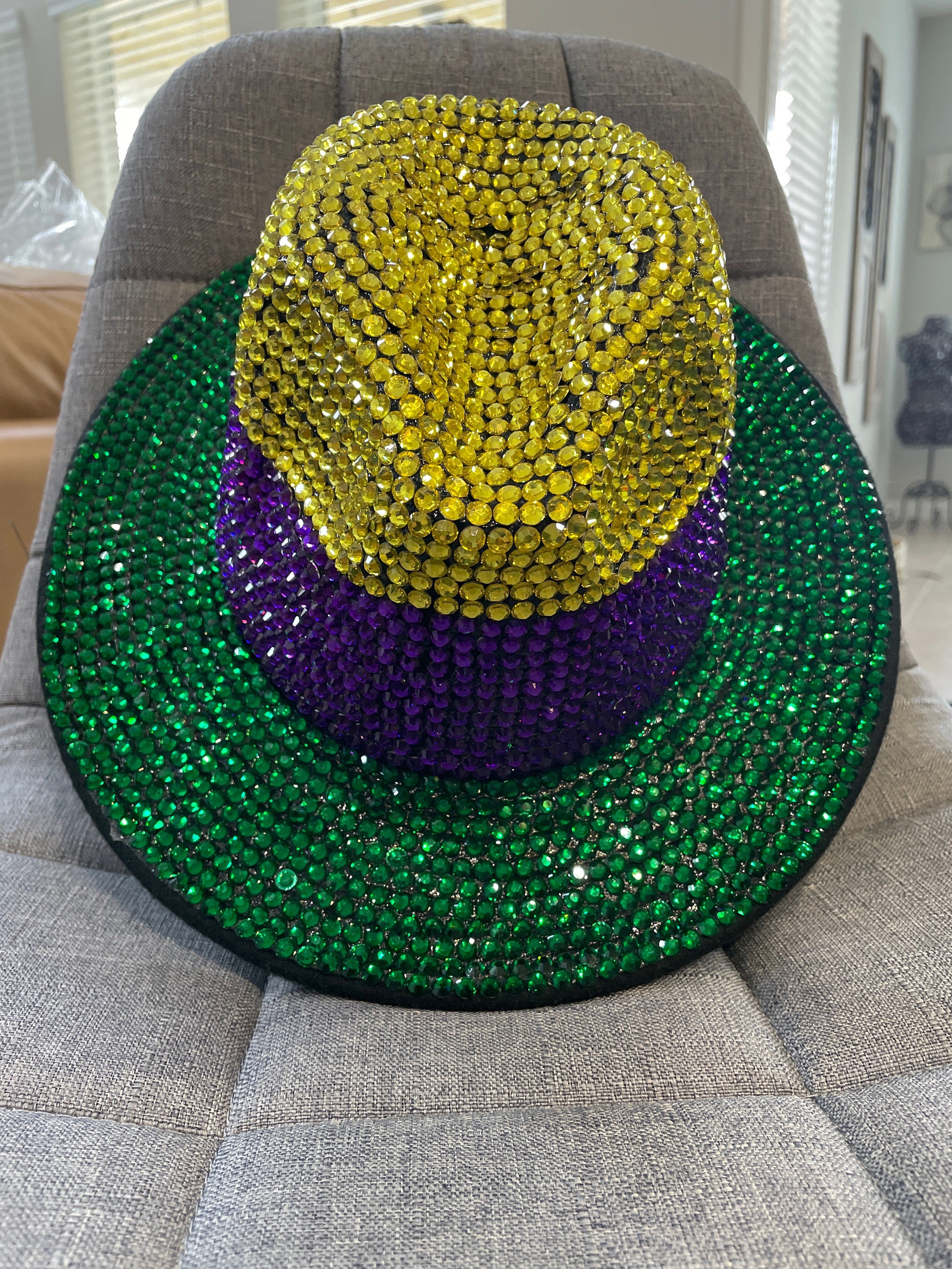 Black or Green Bling Studded Rhinestone Western Fedora Hat Rhinestone Fedora Hat - Etsy main image 3