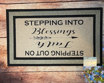 Faith & Blessings Doormat: Housewarming Welcome Mat (18x30)