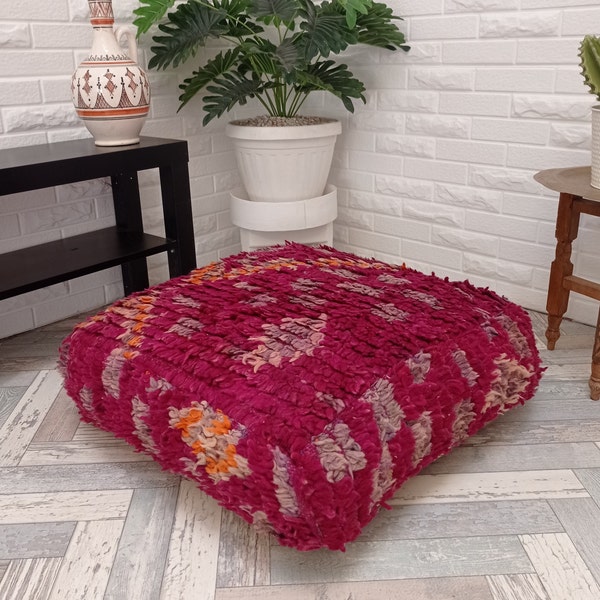Housse Kilim Pouf -vintage  Kilim Pouf-Berber Floor Cushio - Bohemian Living Room Decor-Hassock & Ottoman Footstool - Unstuffed