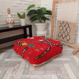 Vintage Moroccan Ottoman, Vintage Square Pouf, Berber Floor Cushion-Moroccan Kilim Pouf , Floor Pouf- Moroccan floor cushion,