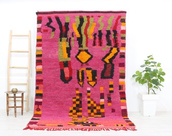 Abstract Colorful Moroccan Rug, Handmade Wool Rug, Area Rug, Genuine Wool Rug, Morrocan Rug , Vintage Berber Rug ,New Home Decor, Boujad Rug